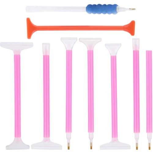 EYVRPAU 9 Pièces Stylo Diamond Painting Outils de Peinture Diamant DIY Stylet avec Embouts Accessoires pour Art Nail Cristaux Strass 5D