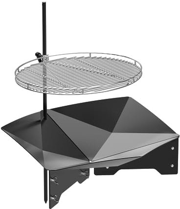 Onlyfire 2 in 1 Fire Pit with Campfire Grill Grate, Rotatable & Height Adjustable Outdoor Swivel Camping Grill & Wood Burning Fire Pit Combo, GS303