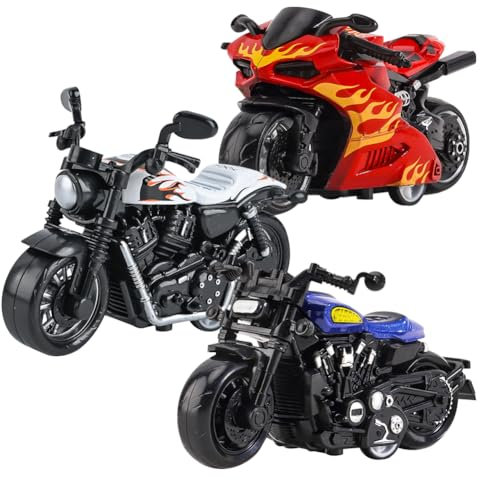 SHDIEHJFMLDH 3 Stücke Legierung Motorrad Spielzeug, Modell für Freunde und Kinder, für Lernspiel, Geburtstagsparty-Geschenk