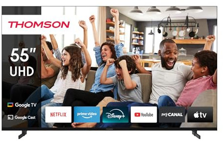 Thomson 55 Pollici (139cm) 4K Ultra HD Smart Google TV, Wi-Fi,Dolby Audio, HDR10, Bluetooth 5.1, Triple-Tuner (Cavo/Satellite/Antenna), HDMI, CI+, A+ Pannello - 55UG4S14
