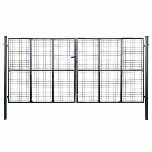 Willood Mesh-Gartentor Verzinkter Stahl 400 x 200 cm Grau