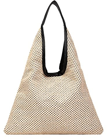 FGUUTYM Juego de bolsos para mujer bolso de mano tejido bolso casual gran capacidad playa bolsas bandolera rojo, Blanco, talla única