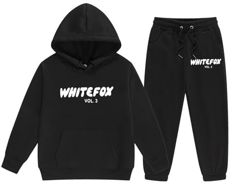 Kids Tracksuit Full Set Girls Boys 2 Piece Oversized Outfit Long Sleeve Pullover Jumper Hoodie and Loose Sweatpants Bottom Jogging Pants Running Walking Hiking Track Suit 2024(Black,150)