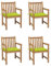 Xichuzi Gartenstühle 4 STK. mit Hellgrünen Kissen, Gartenmöbel, Balkonstühle, Hochlehner, Balkonmöbel, Bistrostuhl, Garten Stühle, Armlehnenstuhl, Massivholz Teak