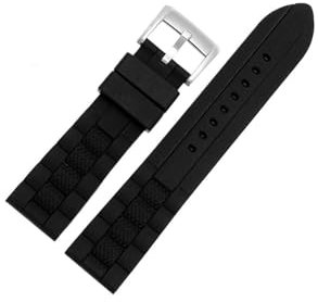 Mefloar Correa de silicona suave for reloj Compatible con Citizen Blue Angel AT8020-54L/8020-03L/JY8078, pulsera azul y negra de 22mm 23mm(Black-silver pin buckle,23mm)