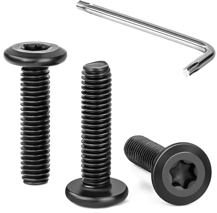 Tunejoy 30 Pezzi Viti a Testa Piatta Torx Nero M6 x 25 mm Vite a Testa Esagonale Bulloni in Acciaio Inox A2 V2A Bulloni per Mobili con Chiavi a T30 Filettatura Completa