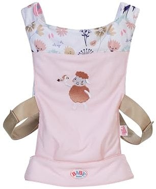 BABY Born portabebés - Porteo muñecas para niños con 2 posiciones de mirada I Arnés ajustable - Rosa con flores I Accesorios muñecas para muñeca 36 cm y muñeca 43 cm