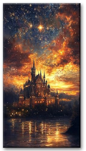 JATOK Diamond Painting Erwachsene XXL, Schloss, 40 x 70 cm | Großes Bild im Hochformat mit runden Steinen; Komplettset mit Leinwand und Werkzeug; für Anfänger, Auszeit und Wanddeko