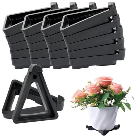 XcnPer Plant Pot Feet 20 Pcs Light Duty Pot Feet for Outdoor Plant Pots, Plant Pot Feet Triangle, Black Plastic Plant Stands for Drainage and Airflow