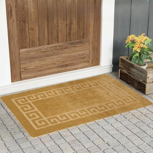renoazul® Non Slip Front Door Mats Indoor - 50 x 80 cm, Rocco Ochra - Washable Rugs For Kitchen, Bedside and Corridor Rug
