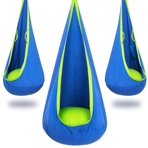 Hängesessel Outdoor, Hängematte Hängehöhle Sessel mit 1 Kissen&Tasche, XL Hängeschaukel Hängesessel Hängehöhle max 130 lbs Outdoor Indoor Hängesitz für Terrasse Garten Wohn Schlafzimmer