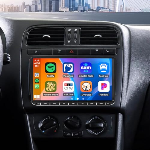 2+32G Radio Coche para Volkswagen Polo 2010-2014 con CarPlay Android Auto, Pantalla táctil de 9 Pulgadas Autoradio Reproductor con GPS Navegación Bluetooth WiFi FM SWC cámara de Respaldo