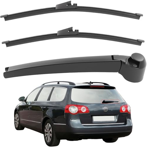 Scheibenwischer Hinten Set Kompatibel für Passat Variant B6 B7 2005-2014 | 2 Auto Heckscheibenwischer + 1 Heckscheibenwischerarm Ersatz Wischerblatt Wischerarm Heckwischerarm Hinten für Passat