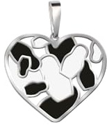 SECRET FOR YOU EINFACH SCHÖN 925 Sterling Silber Herz Kettenanhänger für Damen, Schwarz-Weiß Design, Durchbrochenes Muster