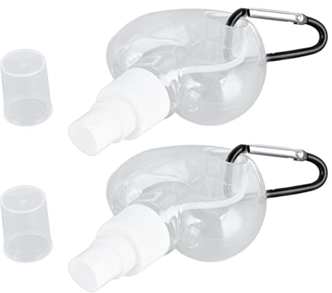Picysa Reise-Flasche, Schlüsselanhänger, 2 Stück, tragbar, aus Kunststoff, transparent, wasserdicht, wiederaufladbar, leerer Pressbehälter für Handseife (Form: