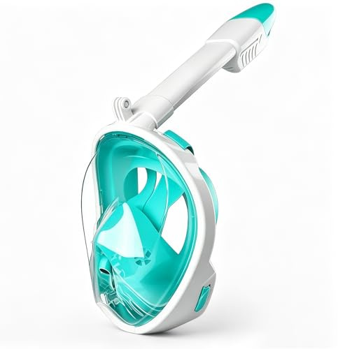Maschera Snorkeling Integrale 180 Gradi Anti Appannamento Con Tubo Rimovibile E Supporto Fotocamera, Maschera Subacquea In Silicone Regolabile Verde Per Snorkeling E Nuoto