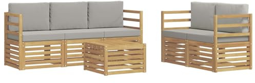 vidaXL Sofagarnituren Massivholz Akazie, Garten Lounge, langlebige Ecksofa, Moderne Möbel für Terrasse, Bequeme Sitzecke zum Entspannen