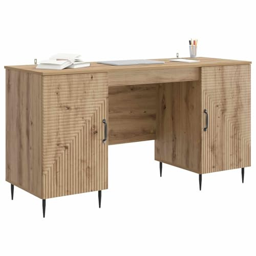 vidaXL Schreibtisch Artisan-Eiche 142,5 x 50 x 75 cm Holzwerkstoff, Wohnzimmertisch, Vintage-Style, viel Stauraum, aus Holz, perfekt fürs Lernen, Bastelarbeiten, Home Office