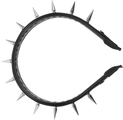 COOLHIYA Nieten und Stirnband mit Punk Design für Damen aus Zinklegierung und Leder Modisches Haarband Einfach zu Verwenden Einzigartig für Partys und Auftritte