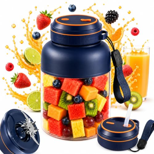 Portable Blender 1300 ml, 3-Speed Personal Smoothie Maker, USB Rechargeable | 800 ml blending capacity • Cordless personal blender • 2 lids • For smoothies, protein shakes, gym, office and travel