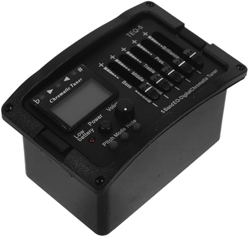 LIGIGWASH Preamplificatore per Chitarra Acustica 5 Bande con Equalizzatore, Accordatore Integrato, Controllo Volume, Materiale Plastica e Metallo Nero