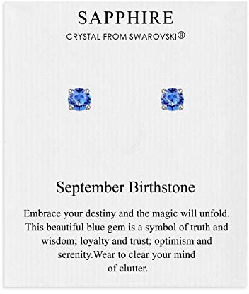 Philip Jones September (Sapphire) Birthstone Earrings Created with Zircondia® Crystals