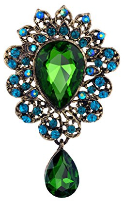 YAZILIND Art und Weise Lilien-Blume eingelegte Rhinestones-Legierungs-Zirconia-hängende Brosche Frauenmädchen Zusätze (Grün)