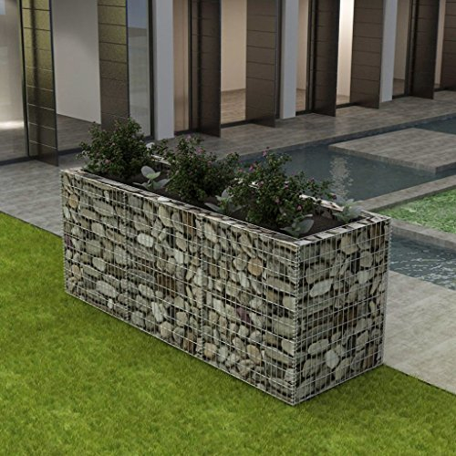 Festnight Gabionen Hochbeet aus Stahl 270 x 90 x 100 cm Silbern
