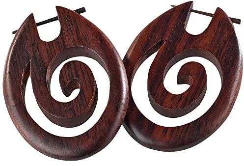 viva-adorno 1 Paar Holzohrringe Damenohrringe Creolen Tribal Horn Pin Ohr Piercing W17
