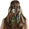 Ymwave Damen Stirnbänder Hippie Boho Haarband Haarschmuck Indisch Kopfschmuck Feder Quasten Gürtel Seil Weben mit Holzperle für Frauen Festival Karneval, 2#, One Size
