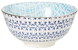 BUTLERS Dipschale mit Goldrand 240 ml gemustertes Geschirr Blau aus Porzellan -ORNAMENTS- Mikrowelle und Spülmaschinegeeignet, kleine Schalen und Schüsseln, ideal für Müsli, Obst, Desserts
