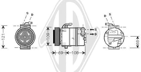 DIEDERICHS DCK1399 Compresseur de clim CVC6 R134a Compatible avec OPEL Zafira A T98