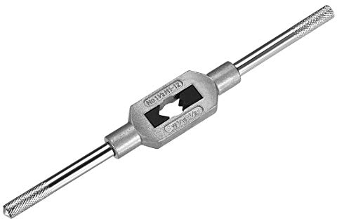 sourcing map Tourne à Gauche Porte Taraud Réglable Robinet Clé Poignée pour Métrique M1-M12 W1/16-1/2 Robinet Fraise Clé à Tarauder Outil Moyen Carbone Acier Poignée avec Nickelé