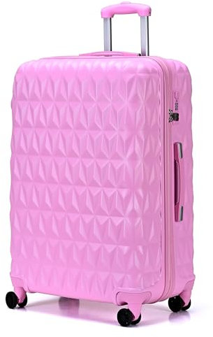 CMY Suitcase 28 Inch Large Hard Shell Luggage Lightweight ABS 4 Dual Spinner Wheels Business Trip Trolley Case Suitcases Hold Check in Luggage 3 Digit Combination Lock (Pink, 28 inches)