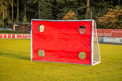 POWERSHOT® Fußballtor PRO 3 x 2 m aus uPVC, WETTERFEST, inkl. Zubehör (3 x 2m mit Torwand ROT)