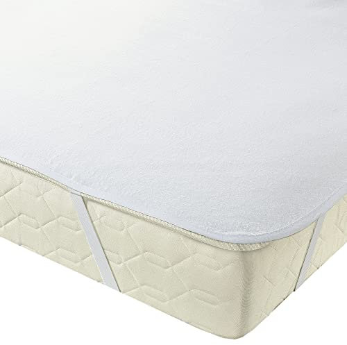 Erwin Müller wasserdichte Molton Matratzenauflage bis 20 cm Höhe geeignet - saugstark, Übereckgummibänder, Kochfest und trocknergeeignet - Größe 200x200 cm