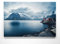 Atemberaubendes Berg Bild Lofoten, Norwegen - als 90x60cm große XXL Leinwand. Tolles Wandbild als Hintergrund und Deko für Wohnzimmer & Schlafzimmer. Fertig aufgespannt auf 4cm Holz-Keilrahmen