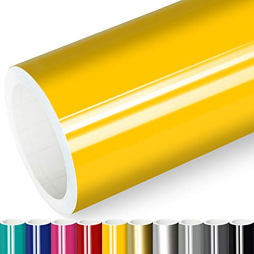 Actinium® Klebefolie 9€/m² Gelb Glanz | 5m x 0,31m selbstklebende Folie glänzend | Möbelfolie selbstklebend Küchenfolie Plotterfolie