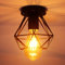 iDEGU Vintage Deckenleuchte, industriell Lampe Geometrisches Käfig Design Lampenschirm aus Metall E27 Schwarz Deckenlampe für Schlafzimmer, Café, Restaurierung, Eingang, Flur, 16cm (Käfig)