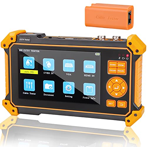 WSDCAM 12,7 cm (5 Zoll) TFT-LCD-Bildschirm, CCTV-Kamera-Tester, Monitor, unterstützt 4K, 8 MP, CVI, TVI, AHD, SDI, CVBS, analoge Kamera, unterstützt HDMI in VGA in PTZ-Steuerung, DC 12 V