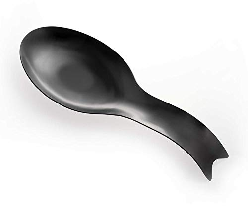 Pretty Jolly Repose-cuillère en acier inoxydable en forme de poisson pour dessus de cuisinière, support de cuillère en métal pour comptoir de cuisine, passe au lave-vaisselle, 26 x 9 cm (1 pièce)