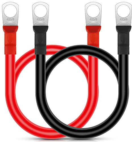 EEEKit 2Pcs 50CM 4AWG Car Battery Inverter Cables, 12V Battery Cable with M10 Ring Terminals Flexible Copper Wires