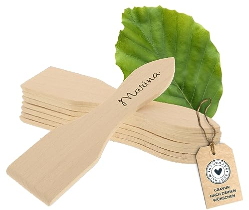 8x HOFMEISTER® Raclette-Schaber Gravur - Racletteschaber mit Name als Geschenk aus Holz - schont beschichtete Raclette-Pfännchen, für Essen an Weihnachten Silvester, hitzebeständig, Weihnachten, 13 cm