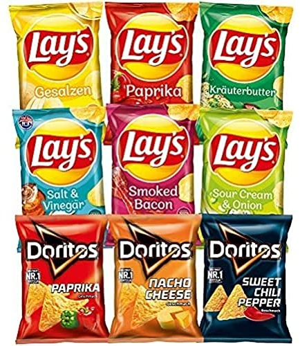 Lay's Doritos Partybox Snacks – 3x Doritos Tortilla Chips & 6x Lay's Chips