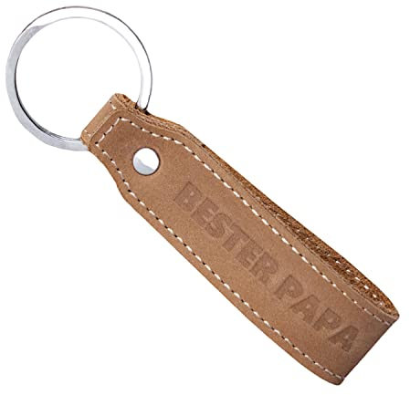 MAGATI Schlüsselanhänger aus Echtleder mit Gravur Bester Papa - Geschenk für Männer & Väter zum Vatertag, Geburtstag - Schlüsselring aus Edelstahl - Vintage Braun Echtleder