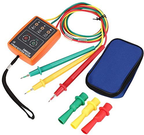 CJBIN Tester Rotazione Fasi, SM-852B 3-Phase 60 V ~ 600 V AC, Tester di Rotazione di Fase 20 Hz - 400 Hz, Tester Rotazione Fasi di Fase con Borsa per il Trasporto 60 V-600V AC