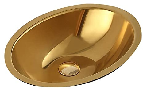 Spülen Bar Waschbecken 304 Edelstahl Gold Oval Unterbau Becken Einbauwaschbecken Einzel Schüssel Unterbau Tank für Kleiderschrank Balkon Bar Bad (Color : Gold, Size : 4235cm), 42 * 3