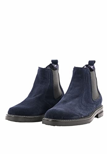 Ciabalù Stivaletti Uomo in Camoscio Invernali Stivale Chelsea Made in Italy Boots Suola Gomma (Blu, numeric_41)