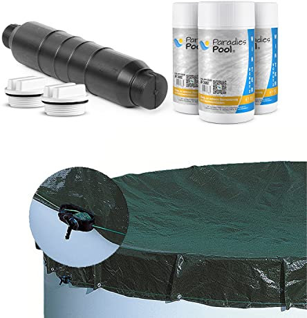 Pool Winter Set Klassisch 1+ für Aufstellbecken rund 500 cm Abdeckung + 1x Skimmer Eisdruckpolster + 2X Winterkappen + 3X 1 L Winterschutz