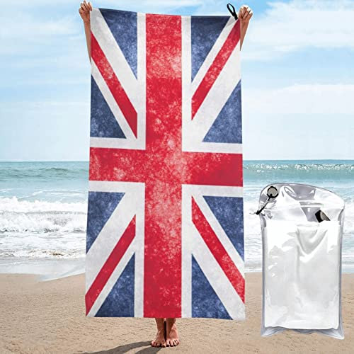 OTRAHCSD Badetuch, Vintage Union Jack Britische Flagge Strandtuch, schnell trocknendes Mikrofaser-saugfähiges Reisehandtuch für Sport Camping Schwimmen